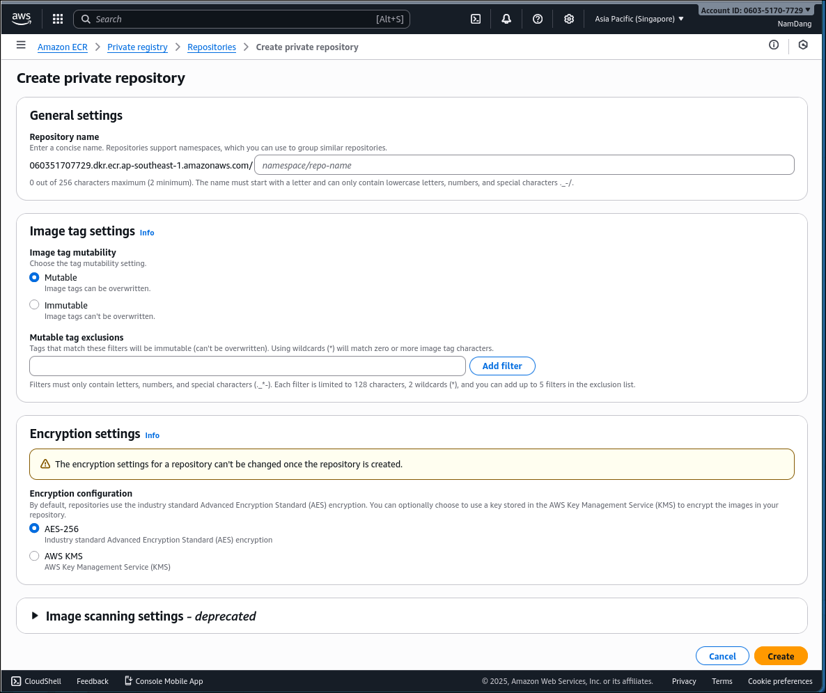 Create Repository Settings