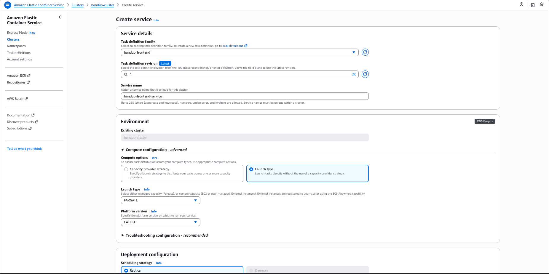 Service Environment Config