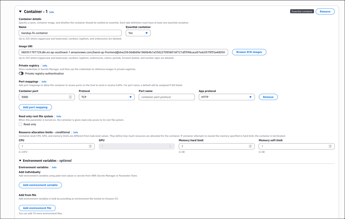Container Configuration