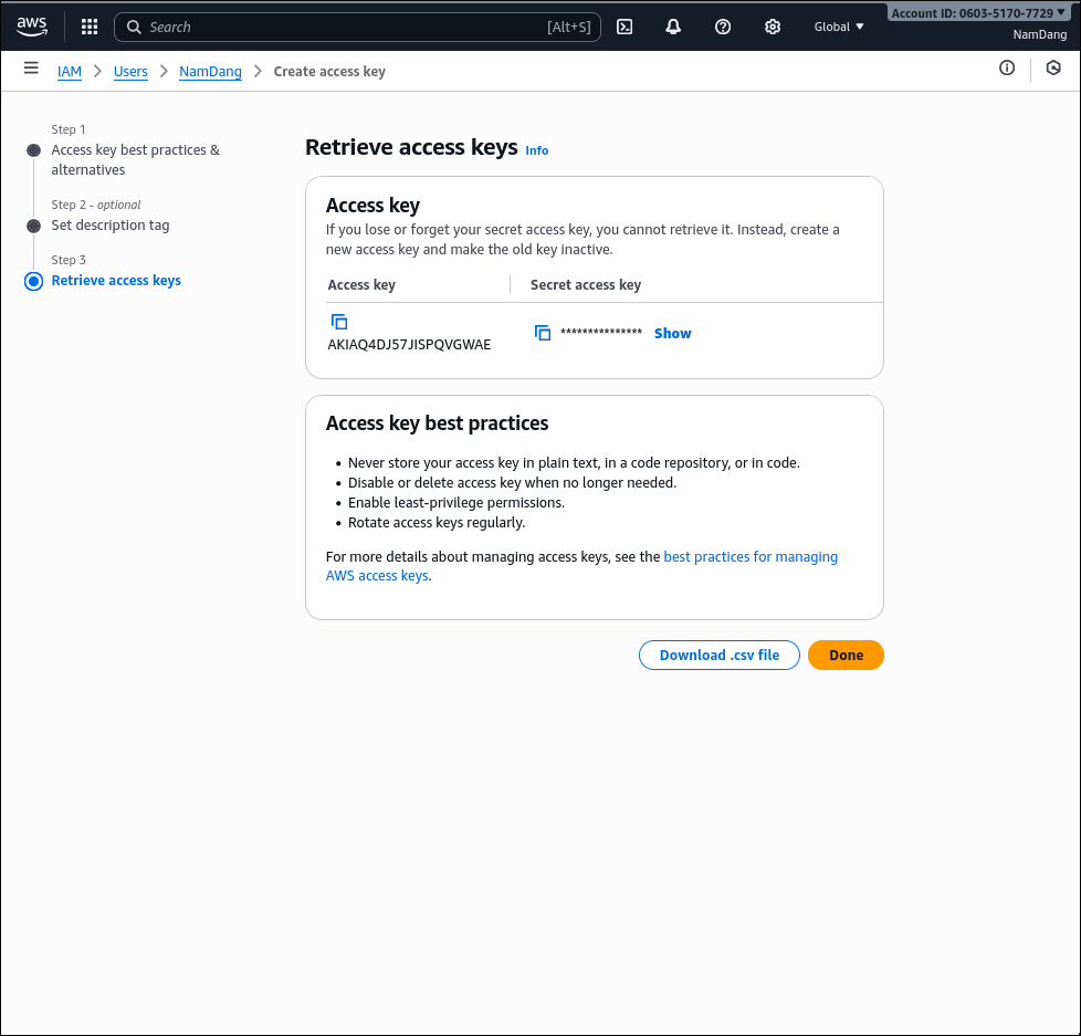 Retrieve Access Keys