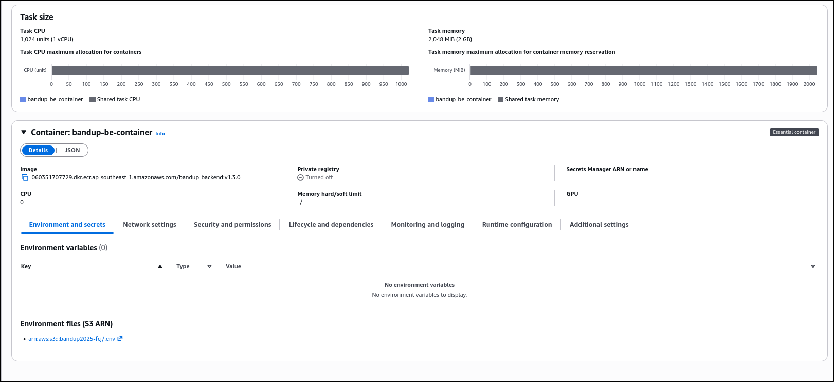 Container and S3 Env Config