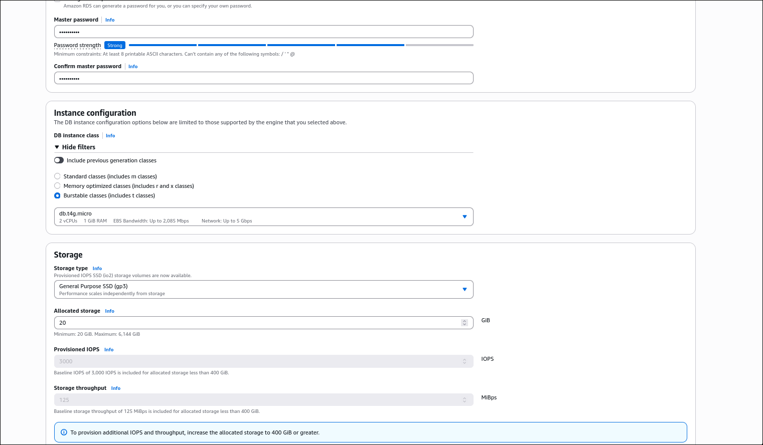 Instance Size and Storage