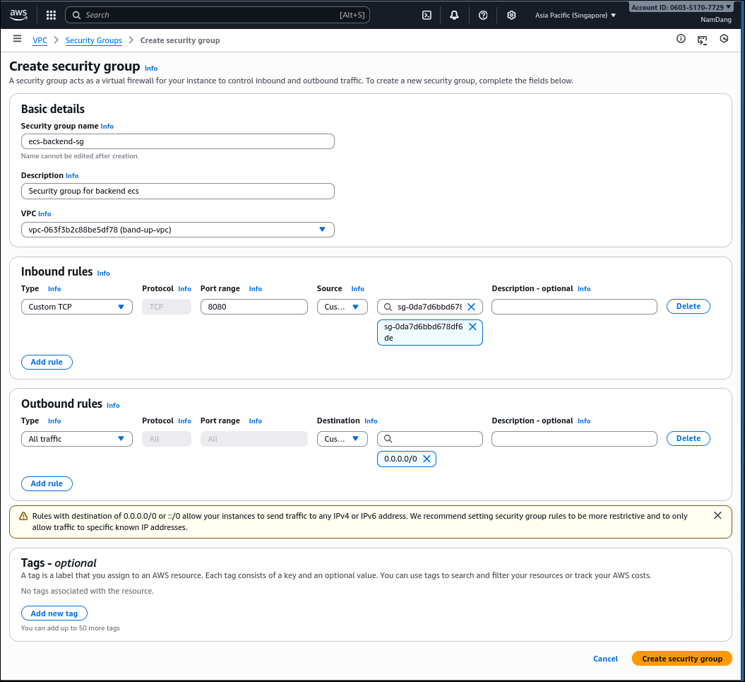 Backend Security Group